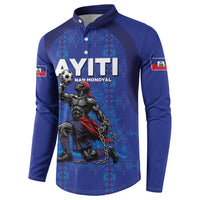 Custom Haiti Ayiti Nan Mondyal 2026 Button Sweatshirt Fyete Lit Victwa Blue Version