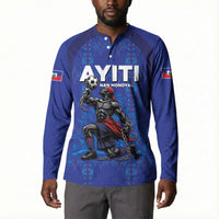 Custom Haiti Ayiti Nan Mondyal 2026 Button Sweatshirt Fyete Lit Victwa Blue Version