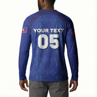 Custom Haiti Ayiti Nan Mondyal 2026 Button Sweatshirt Fyete Lit Victwa Blue Version