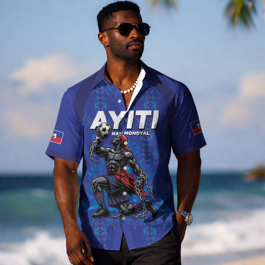 Custom Haiti Ayiti Nan Mondyal 2026 Hawaiian Shirt Fyete Lit Victwa Blue Version LT05