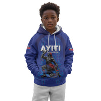Custom Haiti Ayiti Nan Mondyal 2026 Kid Hoodie Fyete Lit Victwa Blue Version