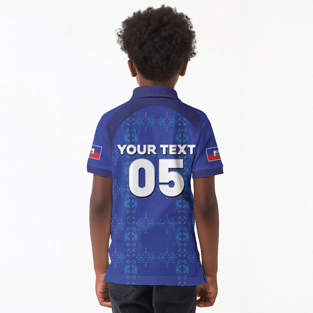 Custom Haiti Ayiti Nan Mondyal 2026 Kid Polo Shirt Fyete Lit Victwa Blue Version
