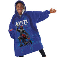 Custom Haiti Ayiti Nan Mondyal 2026 Kid Wearable Blanket Hoodie Fyete Lit Victwa Blue Version