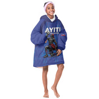Custom Haiti Ayiti Nan Mondyal 2026 Kid Wearable Blanket Hoodie Fyete Lit Victwa Blue Version