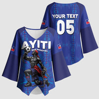 Custom Haiti Ayiti Nan Mondyal 2026 Kimono Sleeve Blouse Fyete Lit Victwa Blue Version