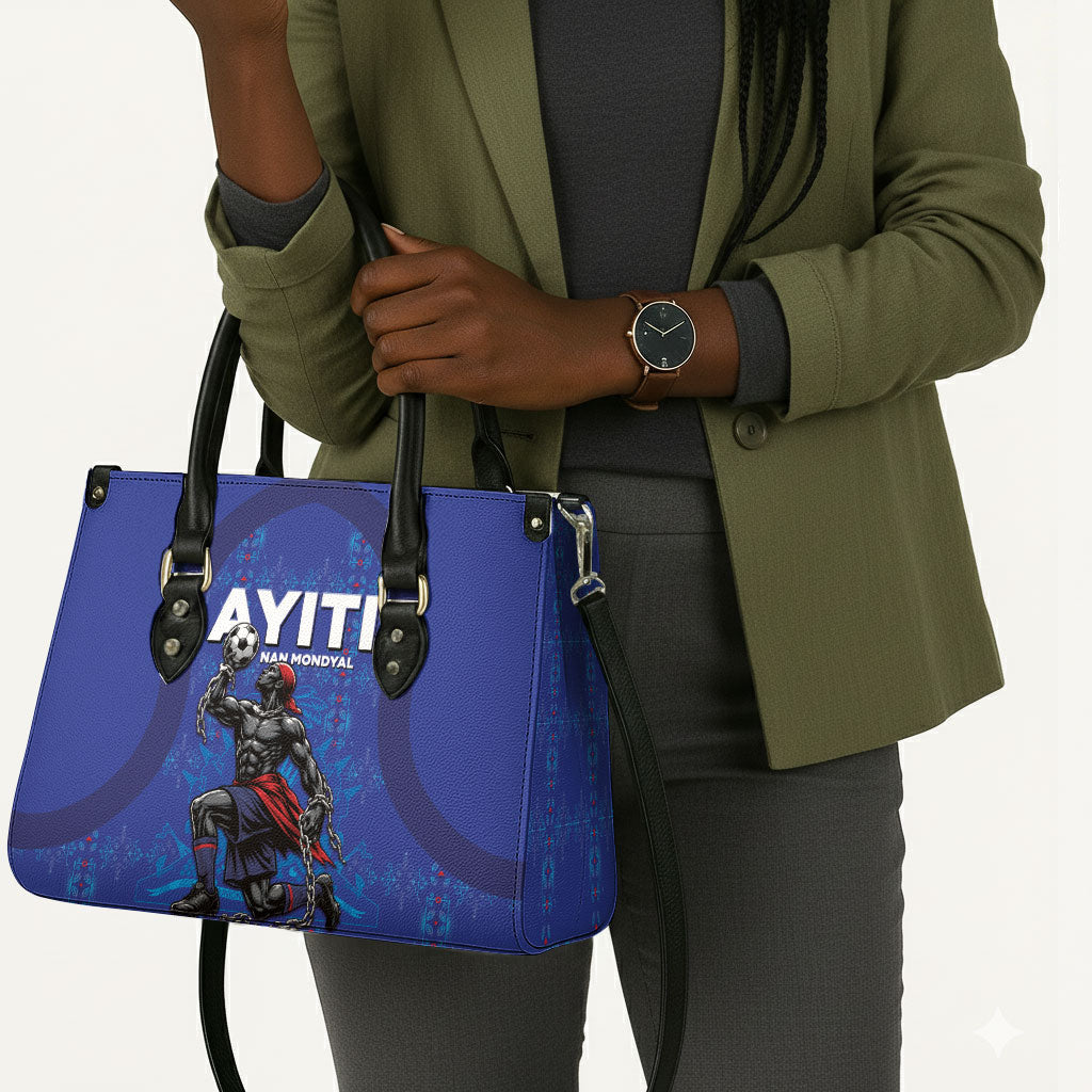 Haiti Ayiti Nan Mondyal 2026 Leather Bag Fyete Lit Victwa Blue Version