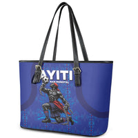 Haiti Ayiti Nan Mondyal 2026 Leather Tote Bag Fyete Lit Victwa Blue Version