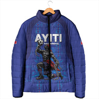 Custom Haiti Ayiti Nan Mondyal 2026 Padded Jacket Fyete Lit Victwa Blue Version