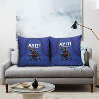 Haiti Ayiti Nan Mondyal 2026 Pillow Cover Fyete Lit Victwa Blue Version