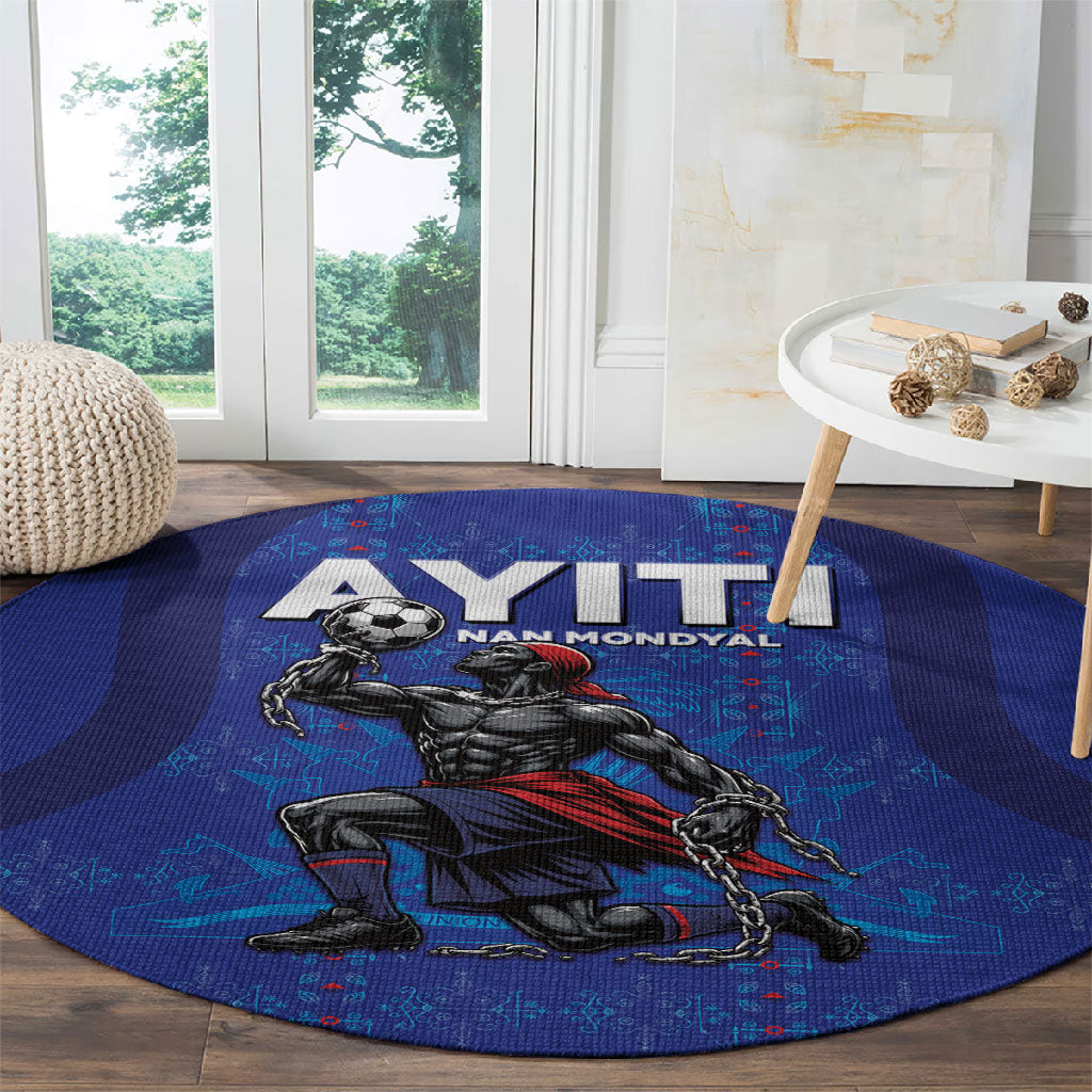 Haiti Ayiti Nan Mondyal 2026 Round Carpet Fyete Lit Victwa Blue Version
