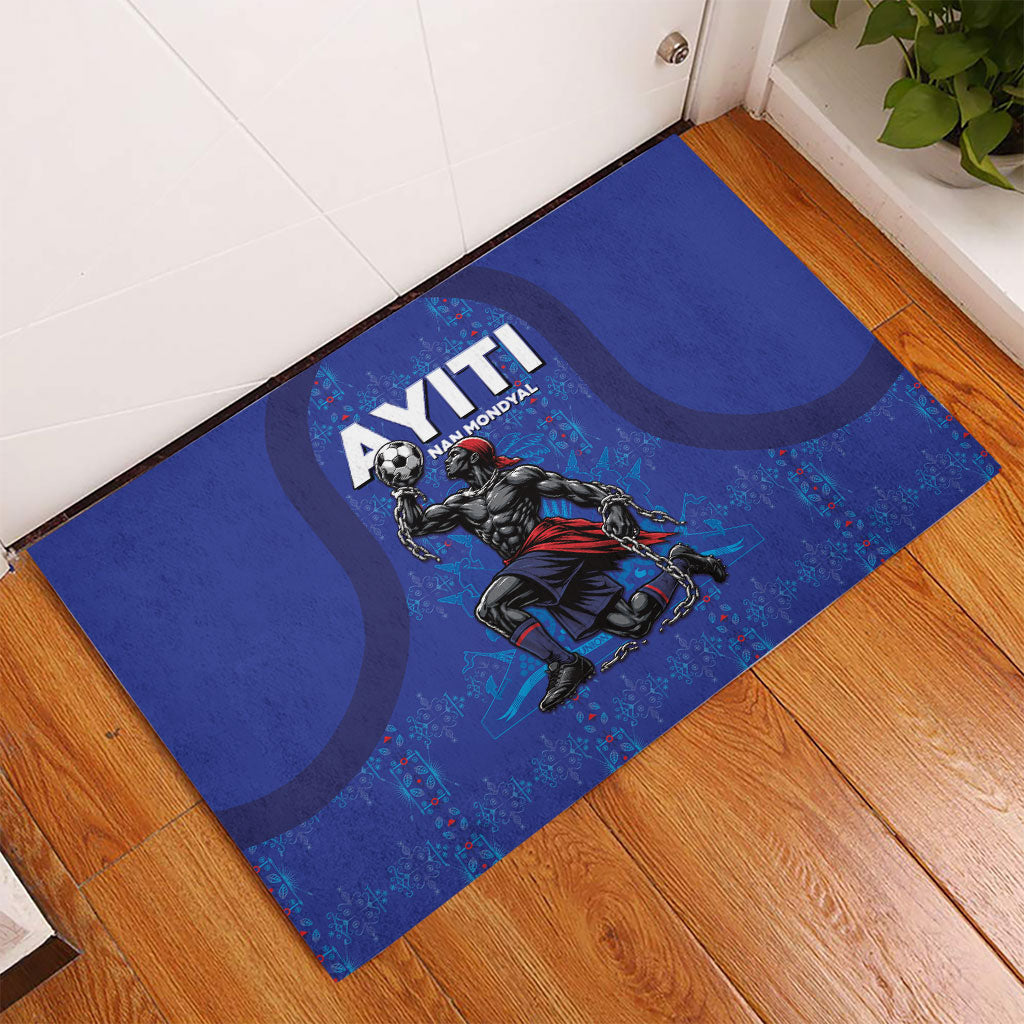 Haiti Ayiti Nan Mondyal 2026 Rubber Doormat Fyete Lit Victwa Blue Version