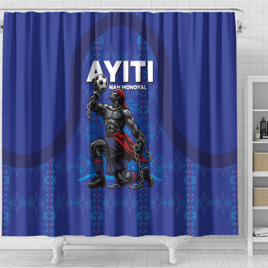 Haiti Ayiti Nan Mondyal 2026 Shower Curtain Fyete Lit Victwa Blue Version