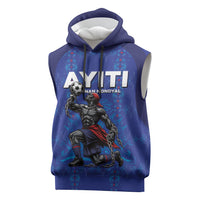 Custom Haiti Ayiti Nan Mondyal 2026 Sleeveless Hoodie Fyete Lit Victwa Blue Version