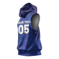 Custom Haiti Ayiti Nan Mondyal 2026 Sleeveless Hoodie Fyete Lit Victwa Blue Version