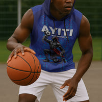 Custom Haiti Ayiti Nan Mondyal 2026 Sleeveless Hoodie Fyete Lit Victwa Blue Version