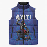 Custom Haiti Ayiti Nan Mondyal 2026 Sleeveless Puffer Jacket Fyete Lit Victwa Blue Version