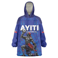 Custom Haiti Ayiti Nan Mondyal 2026 Wearable Blanket Hoodie Fyete Lit Victwa Blue Version