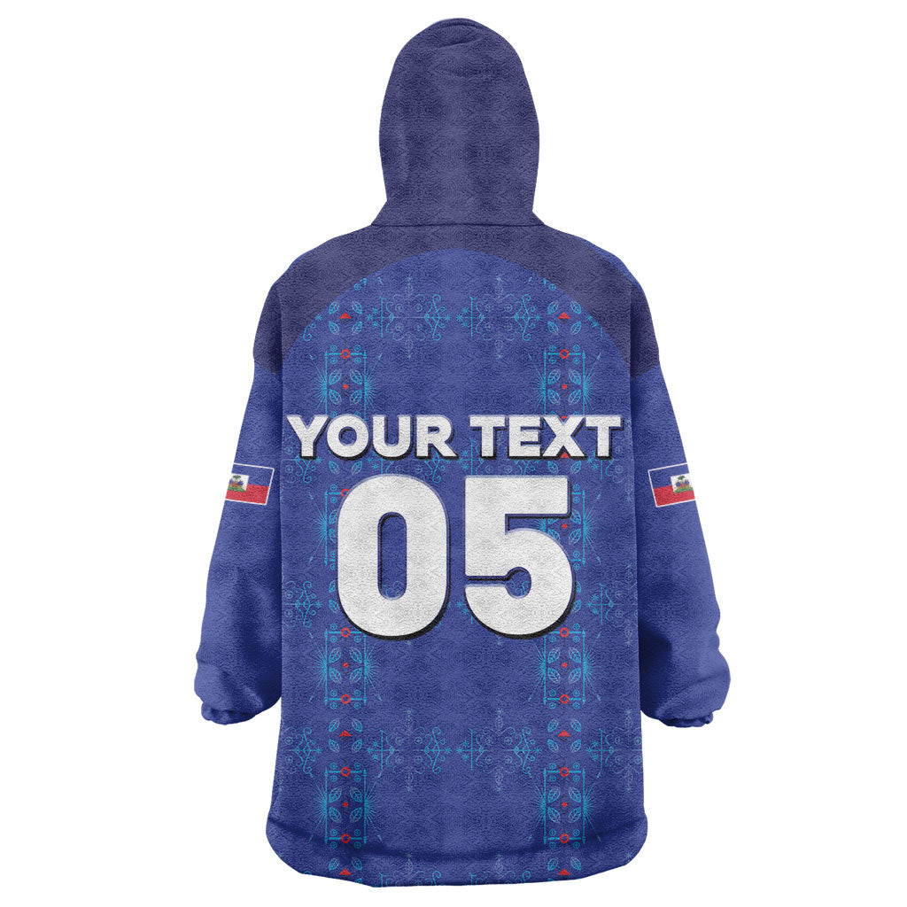 Custom Haiti Ayiti Nan Mondyal 2026 Wearable Blanket Hoodie Fyete Lit Victwa Blue Version