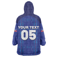 Custom Haiti Ayiti Nan Mondyal 2026 Wearable Blanket Hoodie Fyete Lit Victwa Blue Version