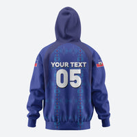Custom Haiti Ayiti Nan Mondyal 2026 Zip Hoodie Fyete Lit Victwa Blue Version