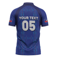 Custom Haiti Ayiti Nan Mondyal 2026 Zipper Polo Shirt Fyete Lit Victwa Blue Version