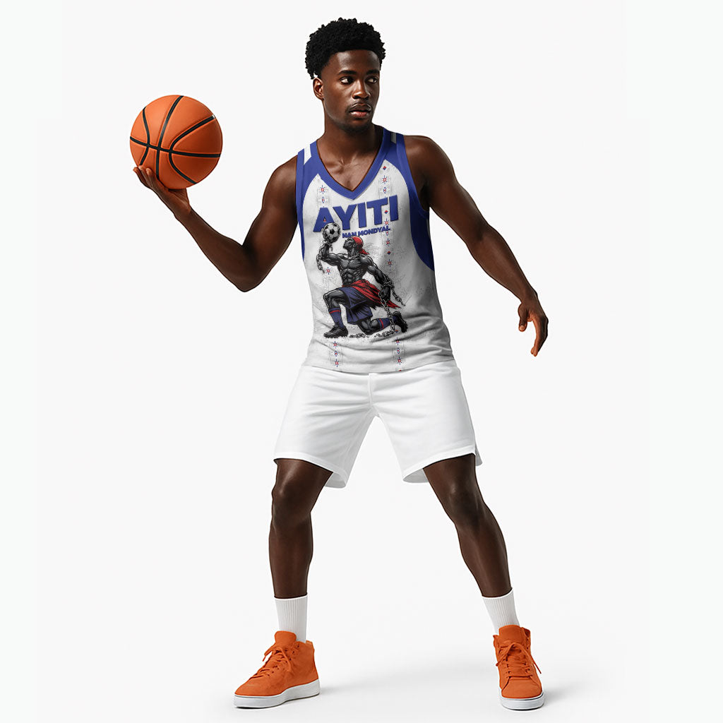 Custom Haiti Ayiti Nan Mondyal 2026 Basketball Jersey Fyete Lit Victwa White Version