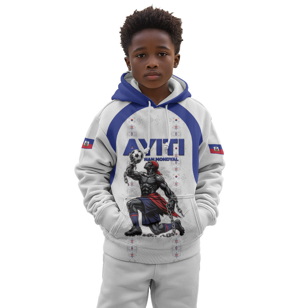 Custom Haiti Ayiti Nan Mondyal 2026 Kid Hoodie Fyete Lit Victwa White Version