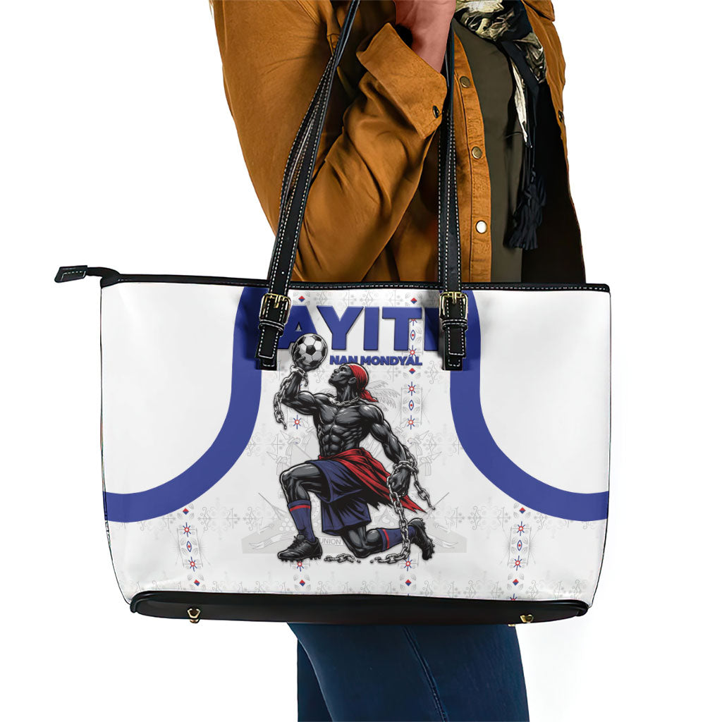 Haiti Ayiti Nan Mondyal 2026 Leather Tote Bag Fyete Lit Victwa White Version