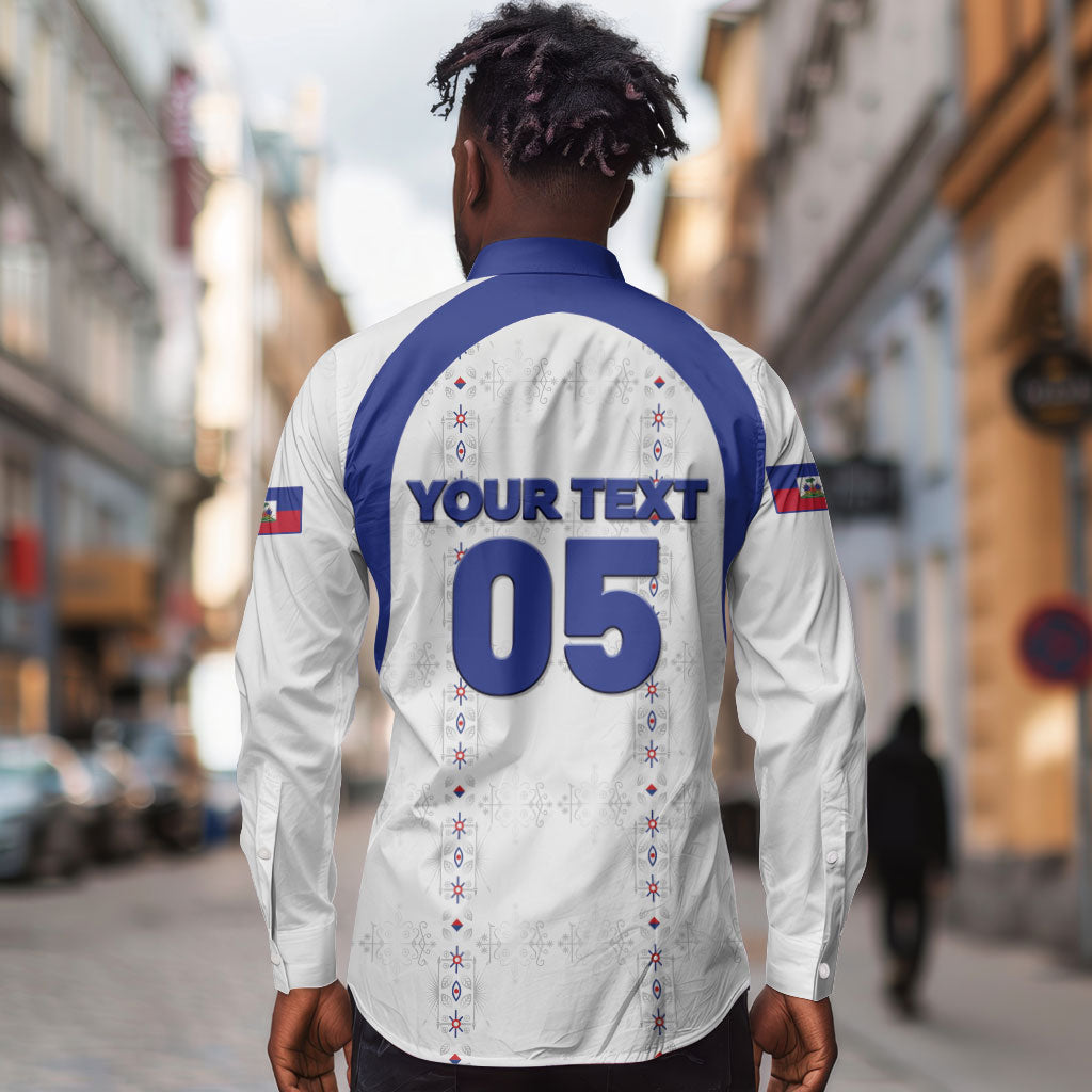 Custom Haiti Ayiti Nan Mondyal 2026 Long Sleeve Button Shirt Fyete Lit Victwa White Version