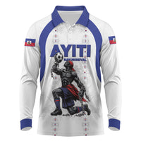 Custom Haiti Ayiti Nan Mondyal 2026 Long Sleeve Polo Shirt Fyete Lit Victwa White Version
