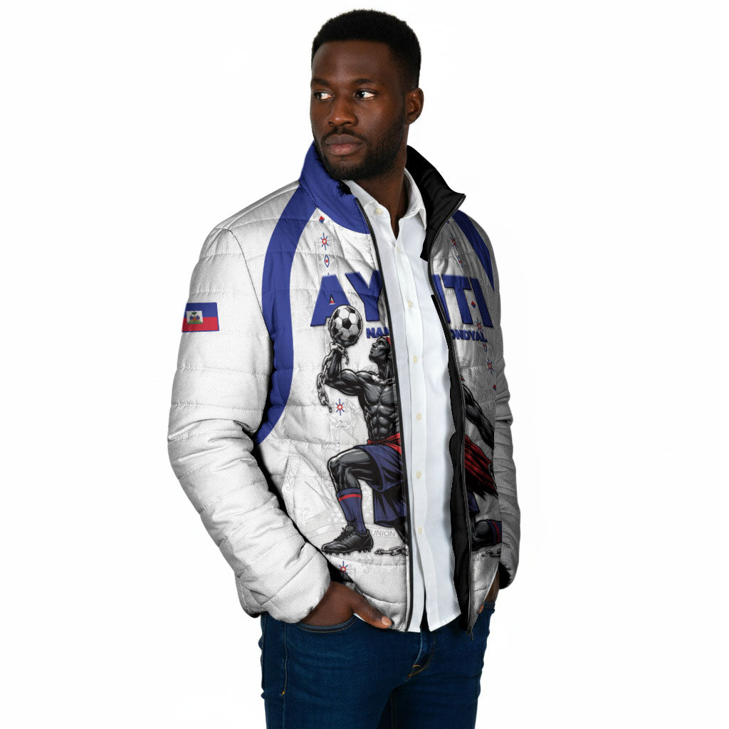 Custom Haiti Ayiti Nan Mondyal 2026 Padded Jacket Fyete Lit Victwa White Version