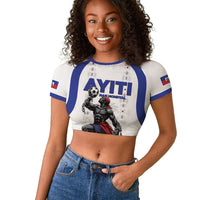 Custom Haiti Ayiti Nan Mondyal 2026 Raglan Cropped T shirt Fyete Lit Victwa White Version