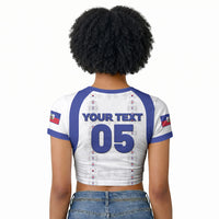 Custom Haiti Ayiti Nan Mondyal 2026 Raglan Cropped T shirt Fyete Lit Victwa White Version