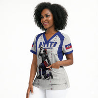 Custom Haiti Ayiti Nan Mondyal 2026 Scrub Top Fyete Lit Victwa White Version