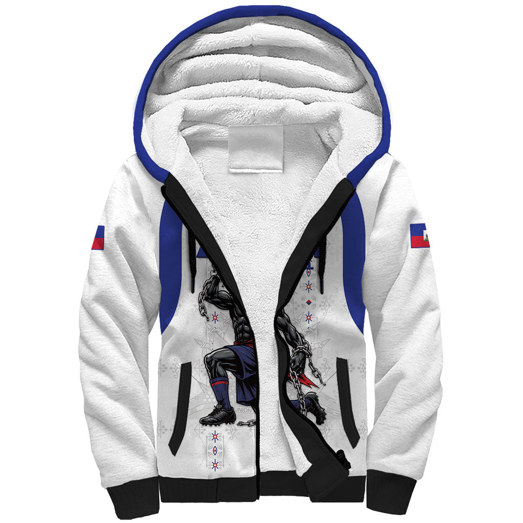 Custom Haiti Ayiti Nan Mondyal 2026 Sherpa Hoodie Fyete Lit Victwa White Version