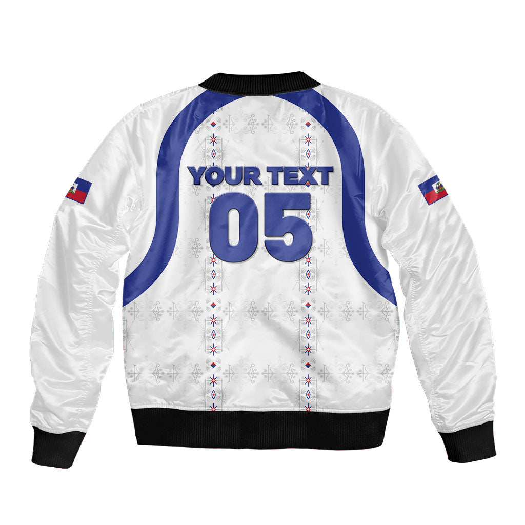 Custom Haiti Ayiti Nan Mondyal 2026 Sleeve Zip Bomber Jacket Fyete Lit Victwa White Version