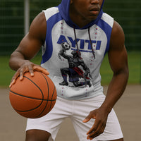 Custom Haiti Ayiti Nan Mondyal 2026 Sleeveless Hoodie Fyete Lit Victwa White Version