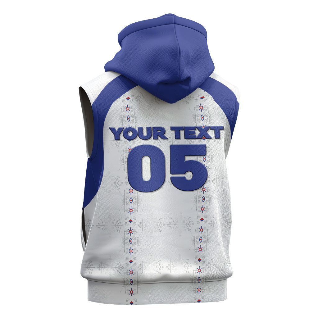 Custom Haiti Ayiti Nan Mondyal 2026 Sleeveless Zip Hoodie Fyete Lit Victwa White Version