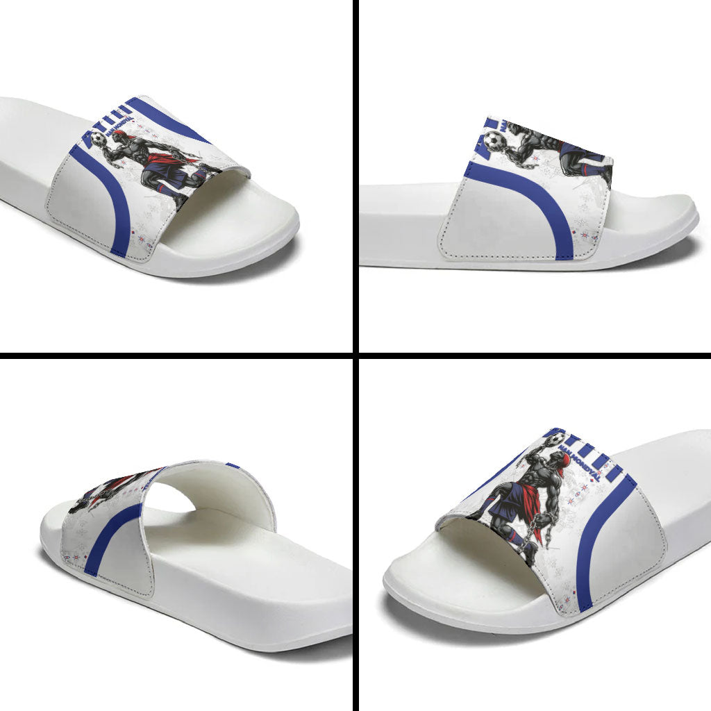 Haiti Ayiti Nan Mondyal 2026 Slide Sandals Fyete Lit Victwa White Version