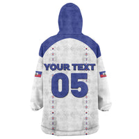 Custom Haiti Ayiti Nan Mondyal 2026 Wearable Blanket Hoodie Fyete Lit Victwa White Version