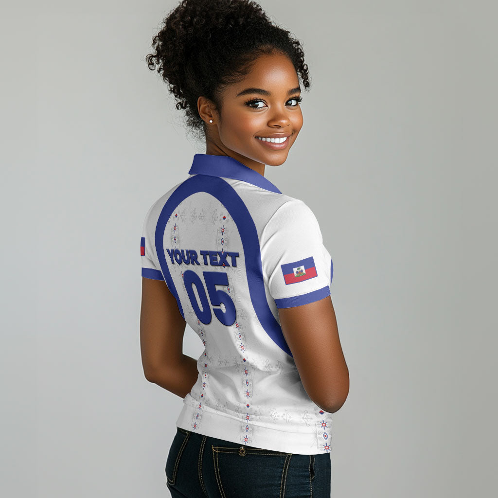 Custom Haiti Ayiti Nan Mondyal 2026 Women Polo Shirt Fyete Lit Victwa White Version