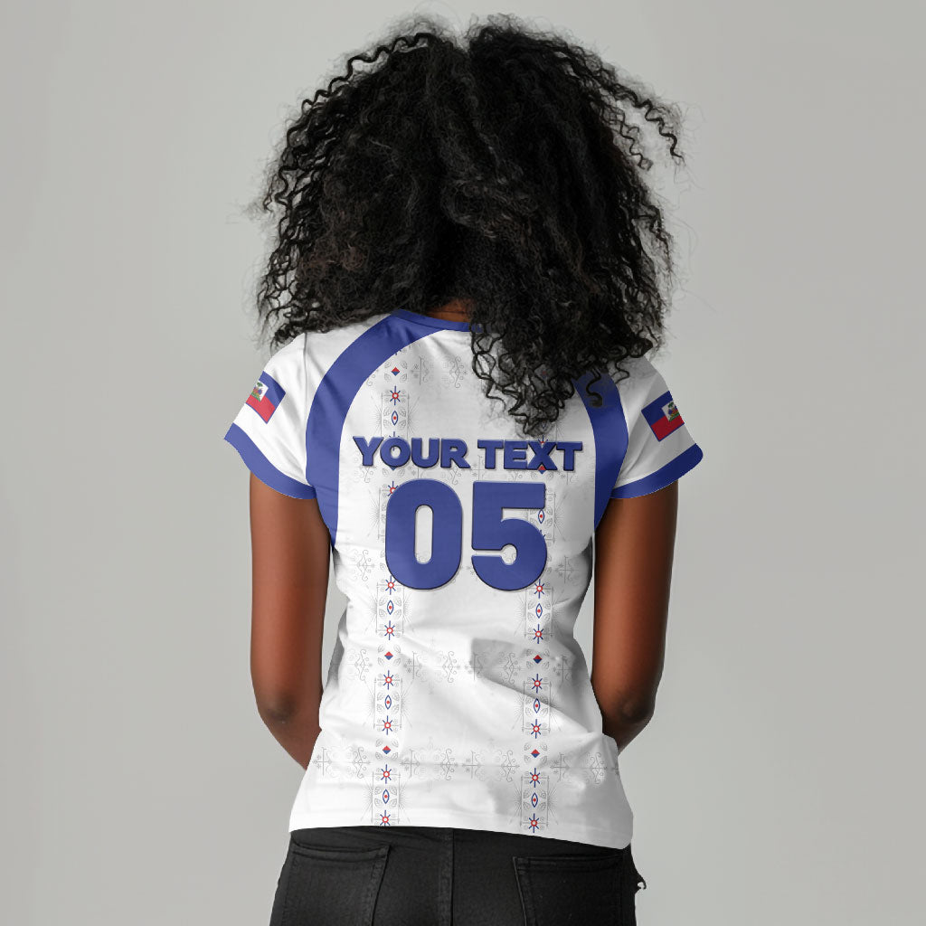 Custom Haiti Ayiti Nan Mondyal 2026 Women V-Neck T-Shirt Fyete Lit Victwa White Version