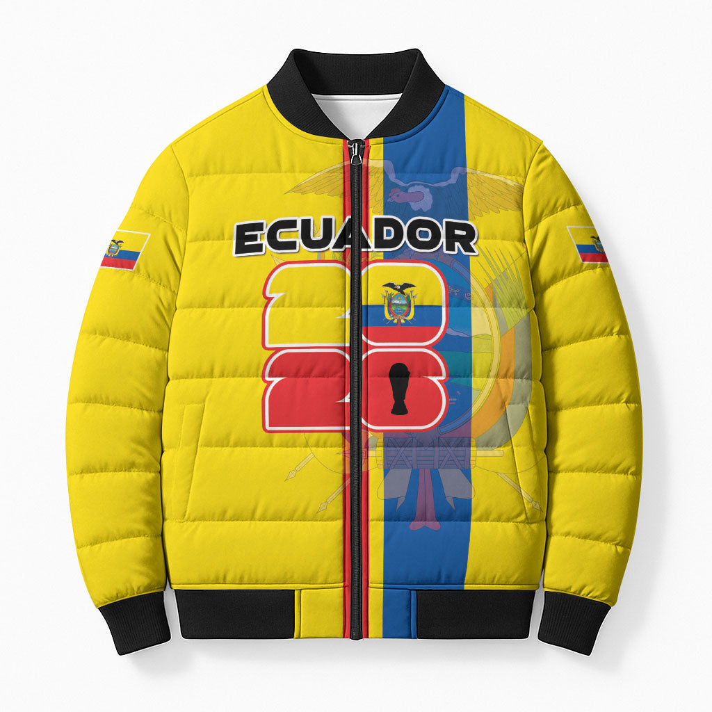 Custom Ecuador Football 2026 Bomber Puffer Jacket South American Pride