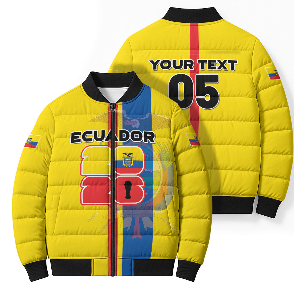 Custom Ecuador Football 2026 Bomber Puffer Jacket South American Pride