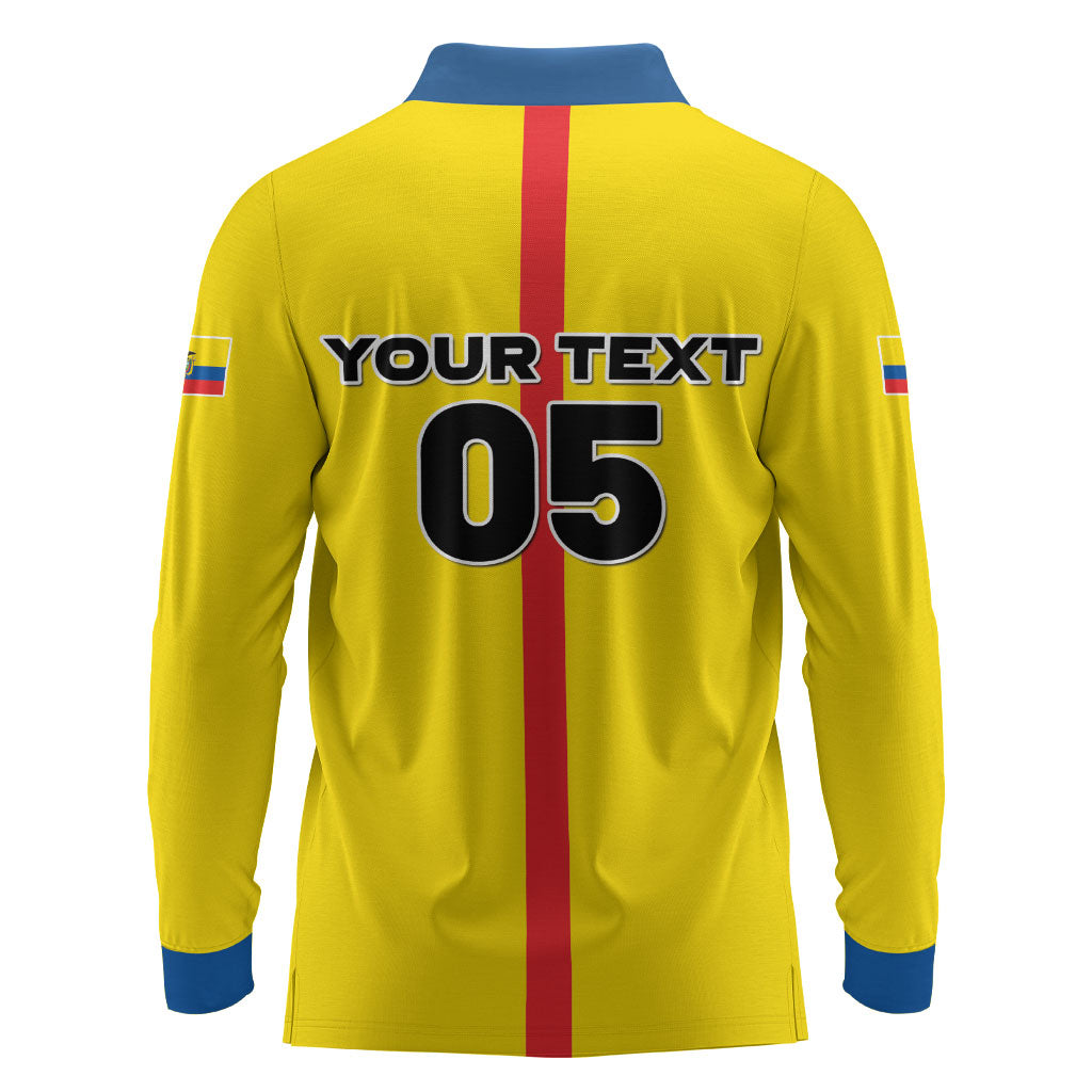Custom Ecuador Football 2026 Long Sleeve Polo Shirt South American Pride