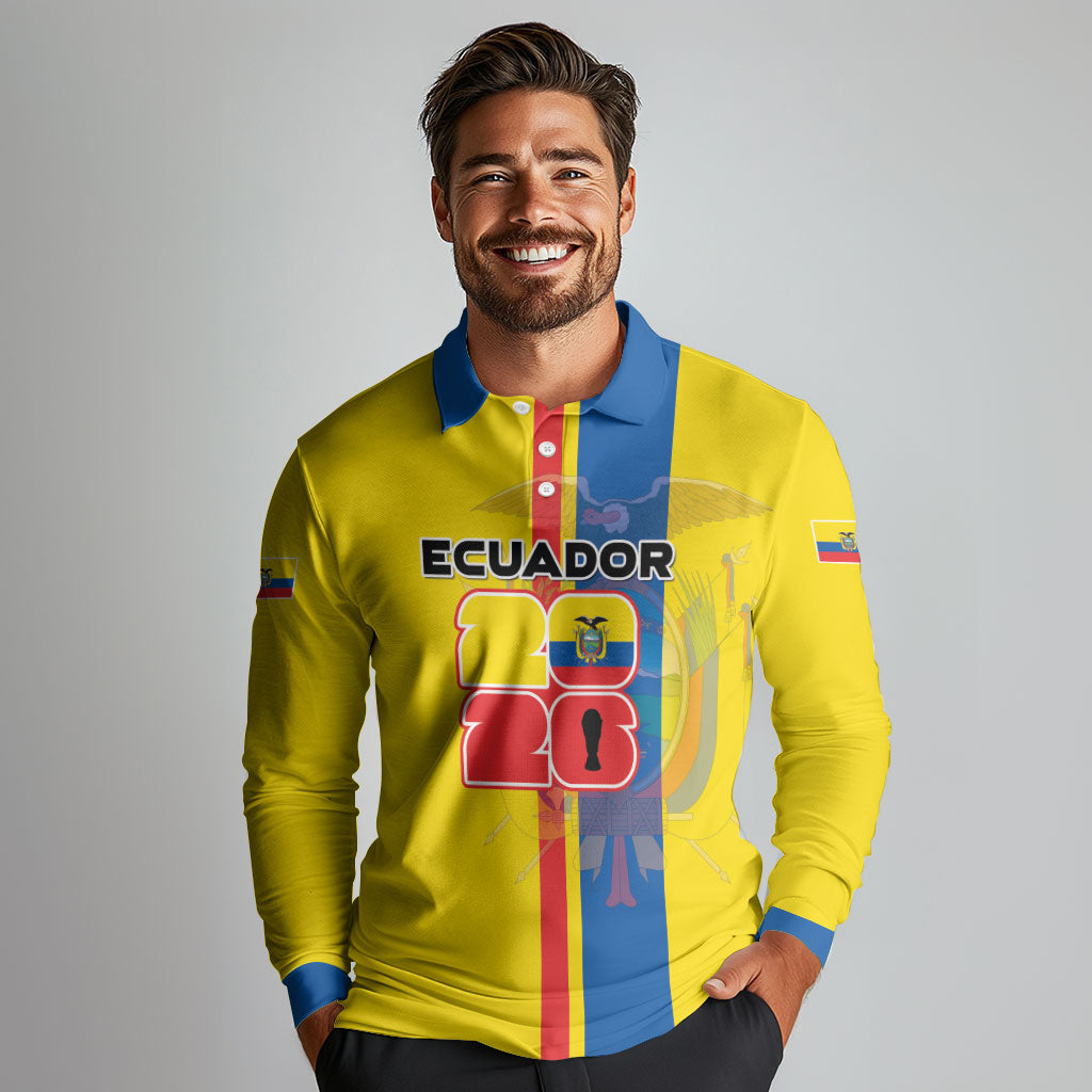 Custom Ecuador Football 2026 Long Sleeve Polo Shirt South American Pride