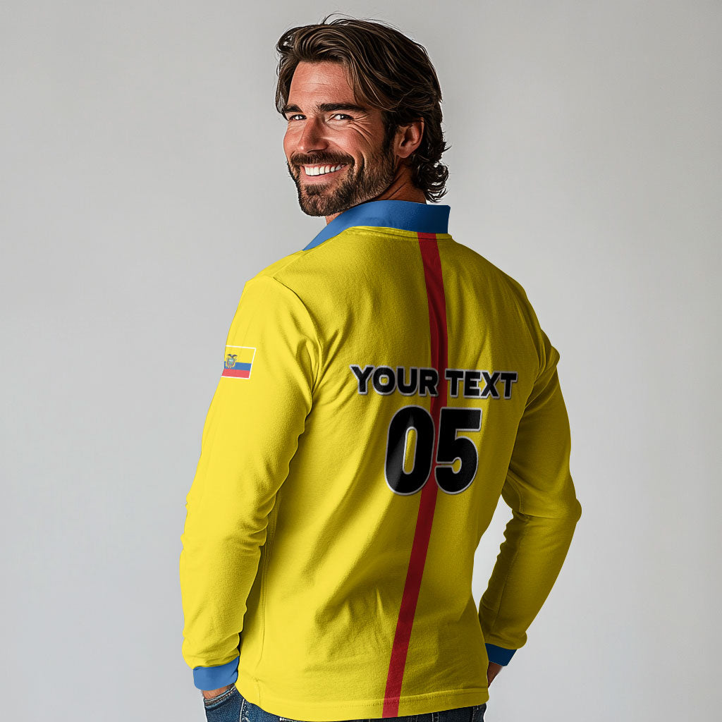 Custom Ecuador Football 2026 Long Sleeve Polo Shirt South American Pride