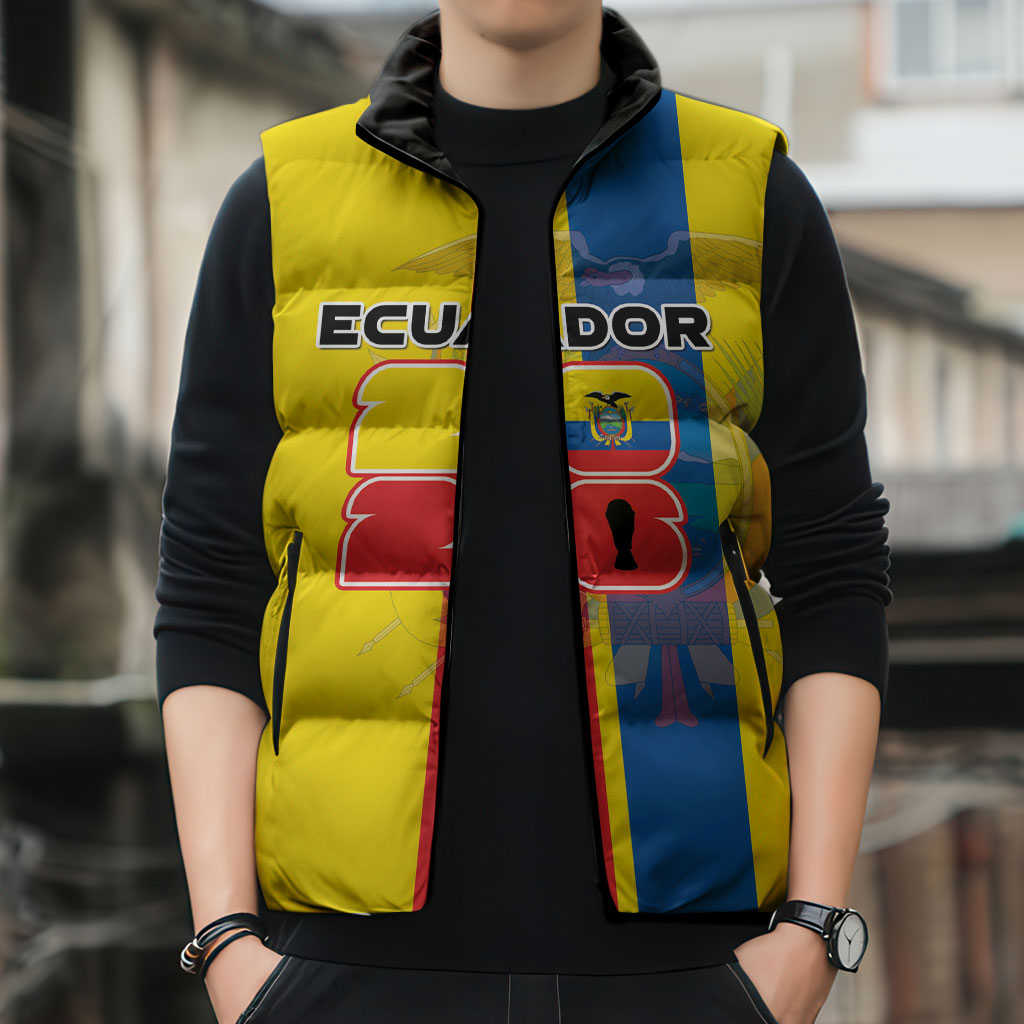 Custom Ecuador Football 2026 Sleeveless Puffer Jacket South American Pride