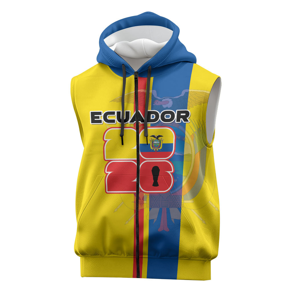 Custom Ecuador Football 2026 Sleeveless Zip Hoodie South American Pride