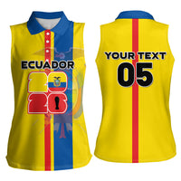 Custom Ecuador Football 2026 Women Sleeveless Polo Shirt South American Pride